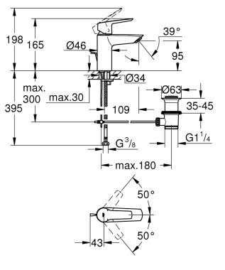 GROHE Start Einhand Waschtischarmatur, 1/2, chrom, 32559002