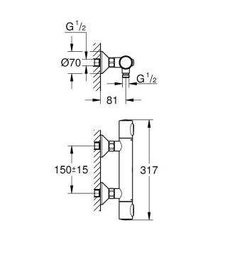 GROHE Precision Flow Thermostat Duscharmatur, 1/2, chrom, 34798000