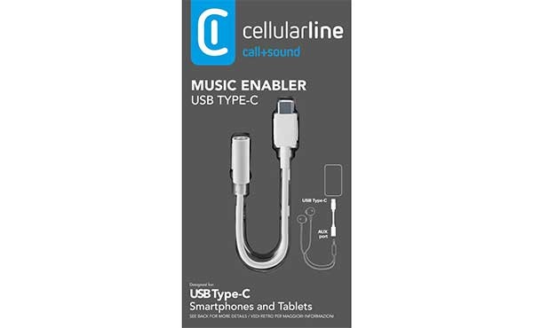 Cellularline Audioadapter MUSIC ENABLER 3,5 mm Klinkenbuchse auf USB Type-C