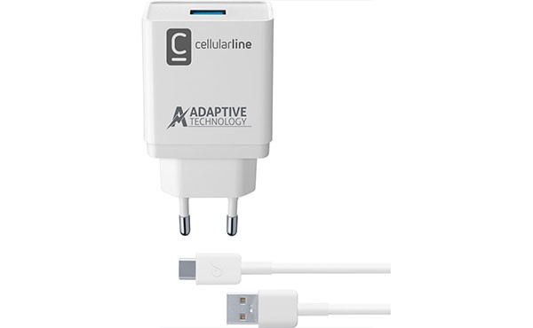 Cellularline Reiselader-Set 15W USB Typ-A inkl. Kabel für Samsung Type-C ACHSMKIT15WTYCW