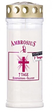 Ambrosius Grabkerze 7 Tage weiß, Kompositions-Öllicht, AMBRO7WEISS