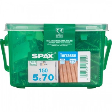 SPAX Terrassenschraube, 5 x 70 mm, 150 Stück, Befestigungsgewinde, Zylinderkopf, 4507000500709