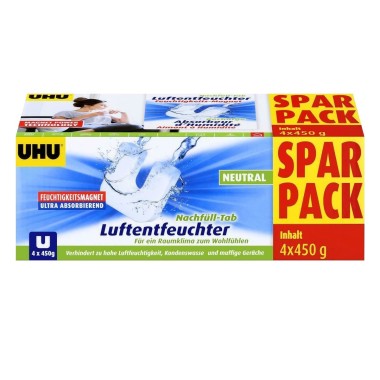 UHU Luftentfeuchter Feuchtigkeitsmagnet Nachfülltab, 4 x 450 g, 53185