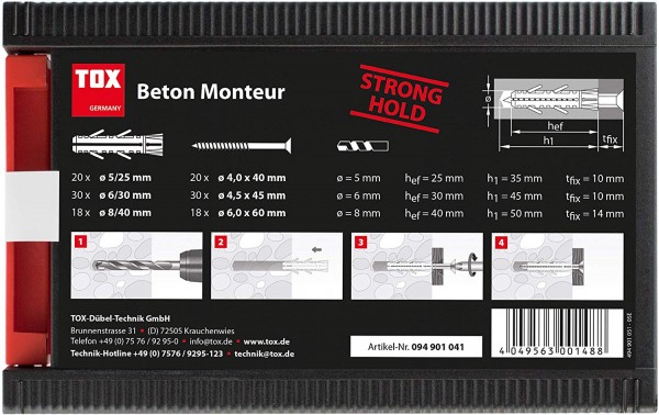 TOX Monteur Beton Spreizdübel-Sortiment  136 tlg.