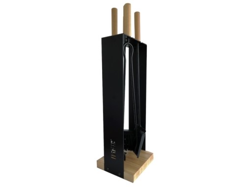 FIREFIX Premium Kaminbesteck 5-teilig, Holzgriffe, 69 cm, schwarz, K2450