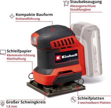 Einhell Akku-Faustschleifer TE-OS 18/113 3X  Li - Solo 4460730