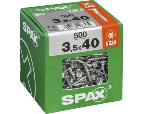 Spax Universalschraube 3,5 x 40 mm, 500 Stück, Teilgewinde, Senkkopf, T-STAR plus T20, 4CUT, WIROX, 4191010350396