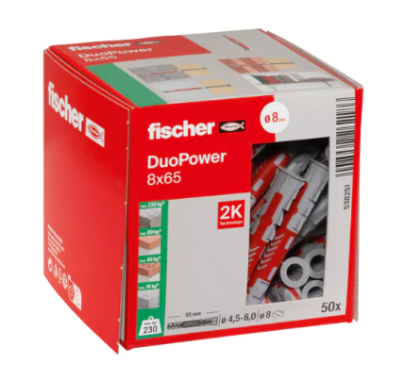 fischer DuoPower 8 x 65, 50 Stück, 538251