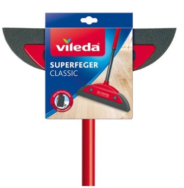 Vileda Superfeger Classic Besen, mit Teleskopstiel und Mikroschaum-Kehrteil, für Allergiker geeignet, VIFEG1469