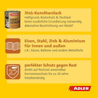 ADLER Ferro Rostschutz RAL6005 Moosgrün 375 ml, für Eisen, Stahl, Zink und Aluminium im Innen- und Außenbereich, 452500600537