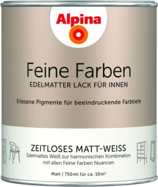 Alpina Feine Farben Lack, Zeitloses Matt-Weiss, 750ml, 984116