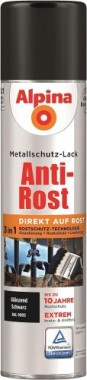 Alpina Metallschutzlack Anti-Rost Glänzend Schwarz 400ml, 017150804/L