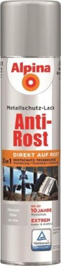 Alpina Metallschutzlack Anti-Rost Glänzend Silber 400ml, 017070804/L