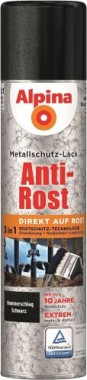 Alpina Metallschutzlack Anti-Rost Hammerschlag Schwarz 400ml, 017240804/L