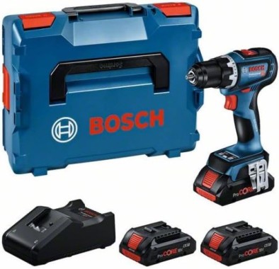 Bosch Professional 18V System Akku-Bohrschrauber GSR 18V-90, (inkl. 3x 4,0 Ah ProCORE Akku, GAL 18V-40 Ladegerät, in L-BOXX), 0615A5002R