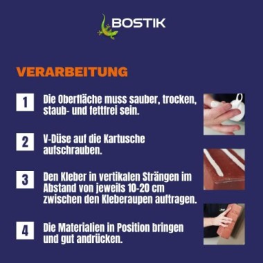 Bostik MAMUT GLUE Weiß, Flexibler Montage-Sofortkleber auf Alle Materialien, 450g, 30626989