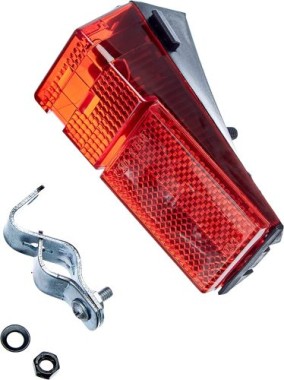 FISCHER Fahrrad LED-Rückleuchte für Schutzblech und Strebenbefestigung | integrierter Reflektor | StVZO zulässig | rot 85316