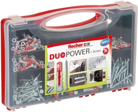 Fischer Red-Box DuoPower + Schrauben, 280-teilig mit Schrauben & DUOPOWER Dübeln in verschiedenen Größen, 536091