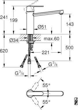 GROHE Get Einhand Spültischarmatur, 1/2, chrom, 30197000