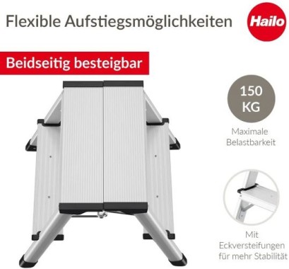 Hailo Alu-Klapptritt-Leiter D60 StandardLine silber 4442-701