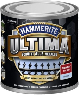 Hammerite Metallschutzlack Rubinrot Ultima Glänzend, RAL3003, 250ml, 5379714