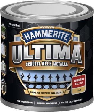 Hammerite Metallschutzlack Rubinrot Ultima Matt, RAL3003, 250ml, 5379745