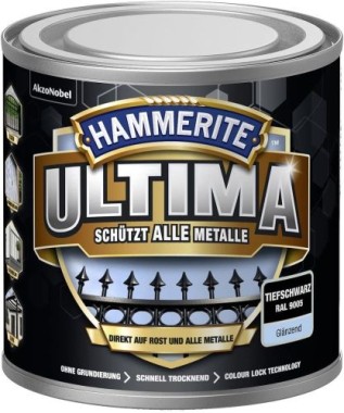 Hammerite Metallschutzlack Tiefschwarz Ultima Glänzend, RAL9005, 250ml, 5379708