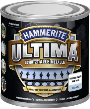 Hammerite Metallschutzlack Verkehrsweiß Ultima Glänzend, RAL9016, 250ml, 5379709