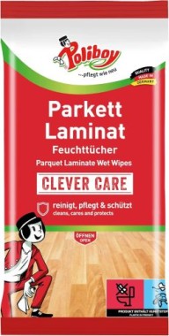 Poliboy Parkett & Laminat Feuchttücher – 15 Tücher - Schnelle, Streifenfreie Reinigung - Made in Germany - 6201508 6201508