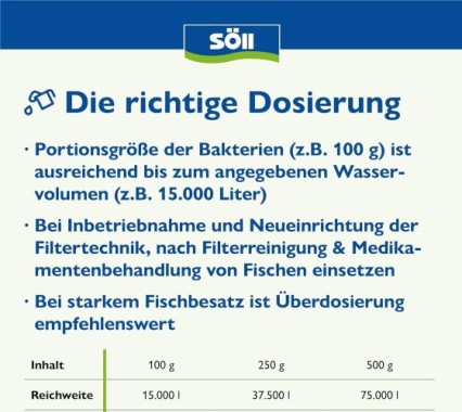 Söll FilterstarterBakterien hochreine Mikroorganismen für Teiche, 100g für 15.000, 80587