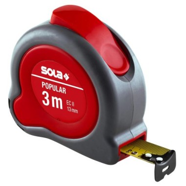 SOLA Bandmaß - POPULAR - 3m / 13mm, mit Gürtelclip, 50024201