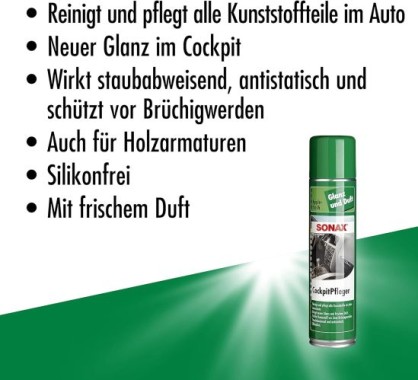 SONAX CockpitPfleger glänzend Apple-Fresh, 400ml, 03443000