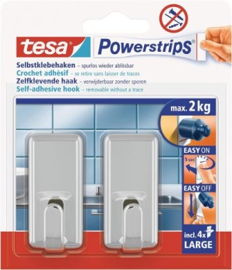 tesa Powerstrips Haken Large CLASSIC Chrom, 58051-00010-20