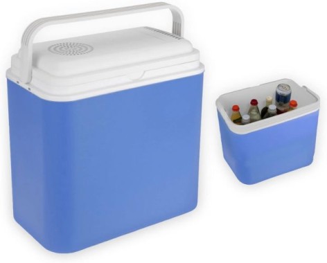 Tragbare Kühlbox, mit Heizfunktion, blau/weiß, 24 Liter,12 V und 230 V, Y20100240