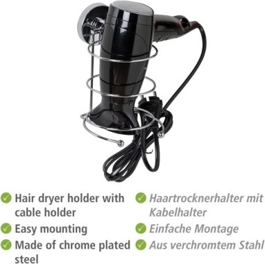 WENKO Vacuum-Loc® Haartrocknerhalter, Befestigen ohne bohren, 20896100