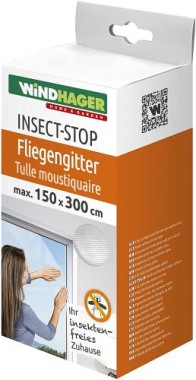 Windhager Insektenschutz Plus Fliegengitter für Fenster und Türen, individuell zuschneidbar, 150 x 300cm, weiß, 03481