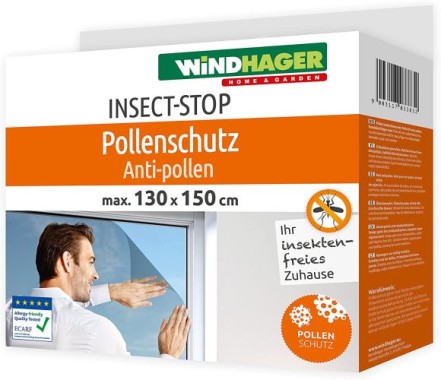 Windhager Pollenschutz-Set inkl. Befestigungs-Band, anthrazit, 130 x 150 cm, 03383