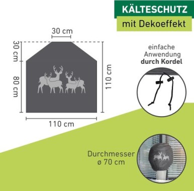 Windhager Winter-Deko-Vlieshaube Protect XL, Kälteschutz, 1,1 x 1,1 m, anthrazit, 07396