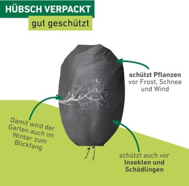 Windhager Winter-Deko-Vlieshaube Protect XXL, Kälteschutz, 1,4 x 2 m, anthrazit, 07399