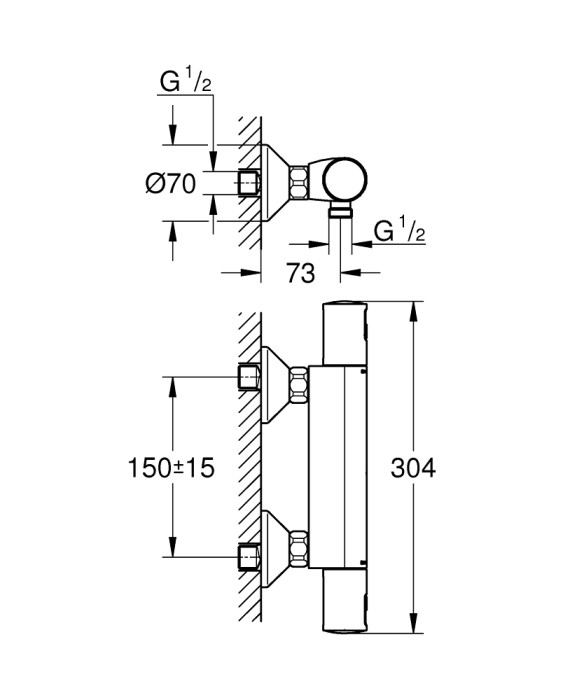 GROHE Precision Start Thermostat Duscharmatur, 1/2, chrom, 34594000