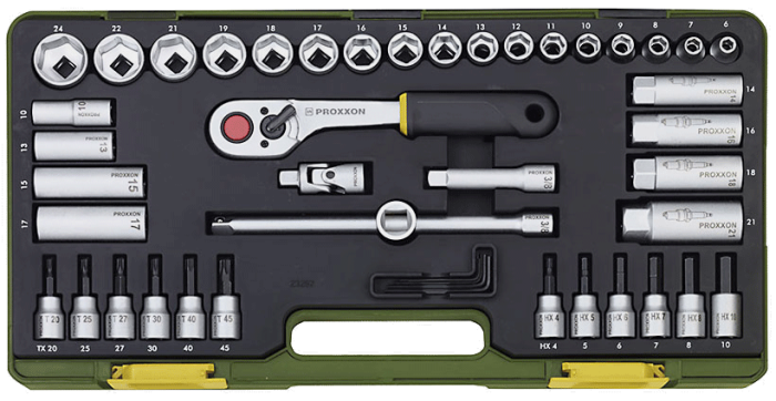 PROXXON Steckschlüsselsatz, 47-teiliges Werkzeug-Set mit Kunststoffkoffer, 23282