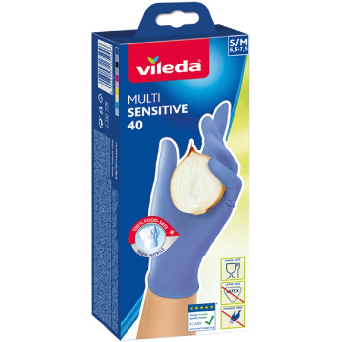 Vileda Multi Sensitive Einmalhandschuh, latexfrei, Größe S/M, 40er Pack,  16594