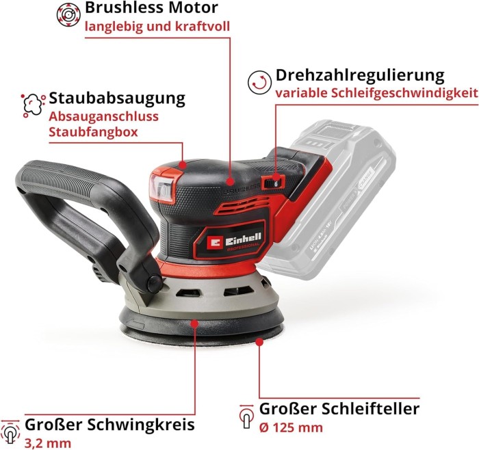 Einhell Akku-Exzenterschleifer TP-RS 18/32 Li BL - Solo, 4462020