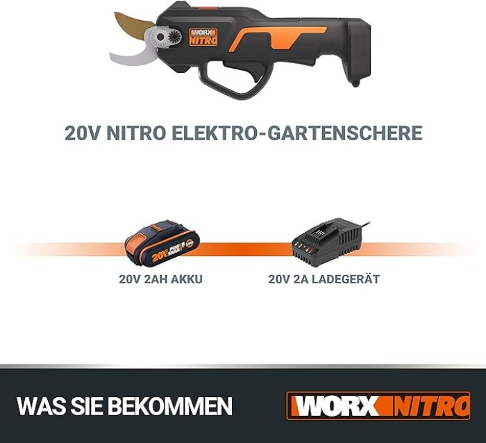 Worx Astschere WG330E, 20 V, inkl. Akku und Ladegerät, WG330E_20V