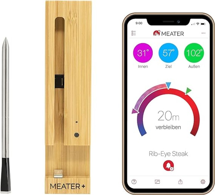 Meater Fleischthermometer 50 m Bluetooth Reichweite,  RT3-MT-MP01