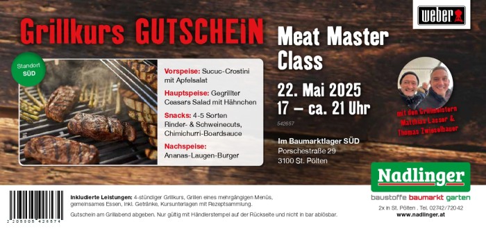 GRILLKURS Weber Meat Master Class, 22.05.25, Nadlinger SÜD, 220525