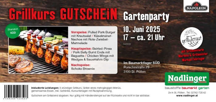 GRILLKURS Napoleon Gartenparty 10.06.25, Nadlinger SÜD, 100625