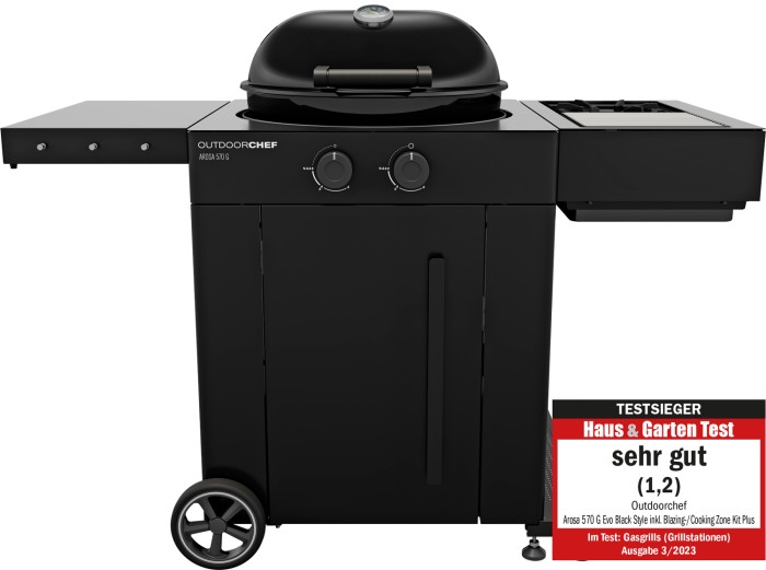 Outdoorchef Gas Kugelgrill AROSA 570 G EVO PLUS Black - mit Blazing-/ Cooking Zoner, 18.128.79