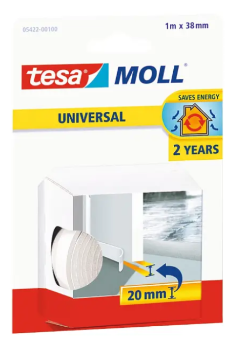 Tesa tesamoll UNIVERSAL Tür-Boden-Dichtung, weiß, 1m x 38mm, 05422-00100-01