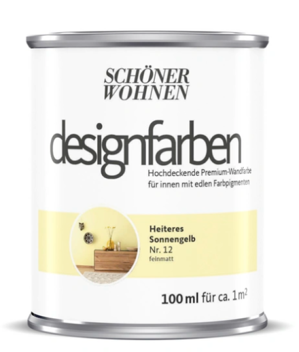 Schöner Wohnen Designfarbe Heiteres Sonnengelb Nr.12, 100ml, 949101001686